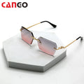 CANGO 2024 Fashion Luxury Women Custom Sunglasses logo Men Rimless Rectangle Designer Sunglasses Metal Frame Gradient Glasses