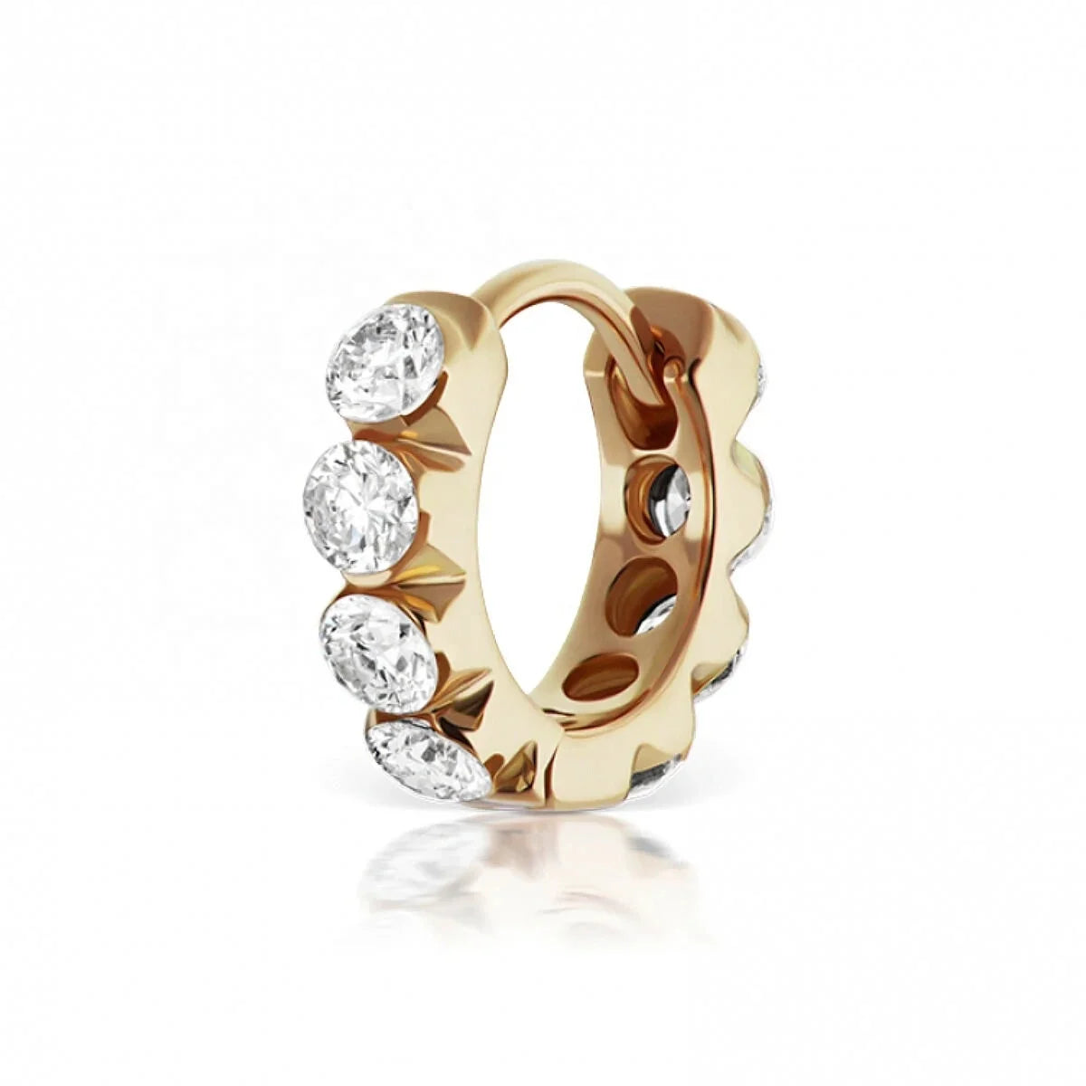 LOZRUNVE Bezel Diamond CZ Small Hoop Huggie Earring 925 Sterling Silver Jewelry