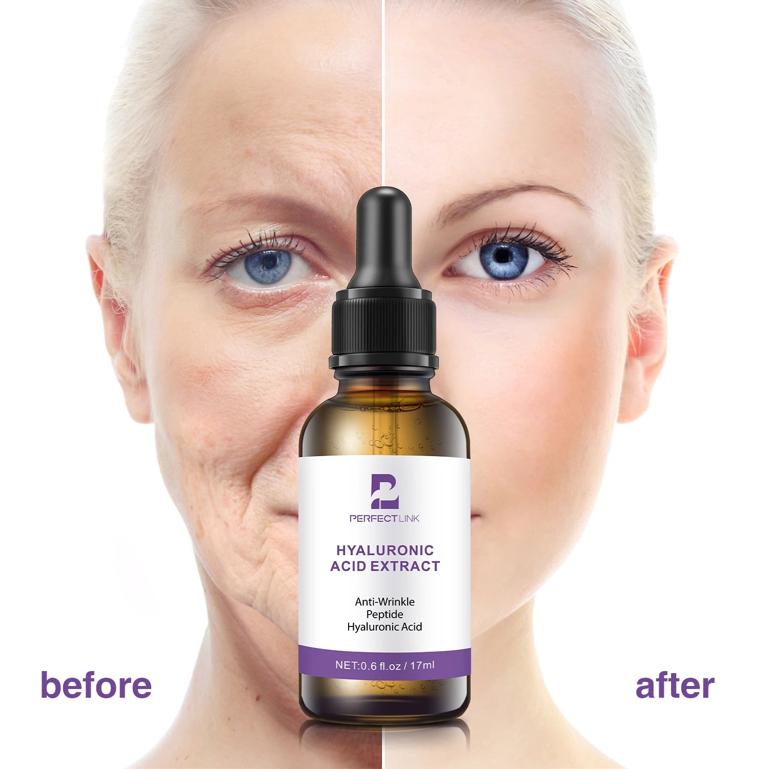 Perfect Care Brand Anti-Wrinkle Whitening Hyaluronic Acid Facial Serum for Reducing Fine Lines with Free Sample