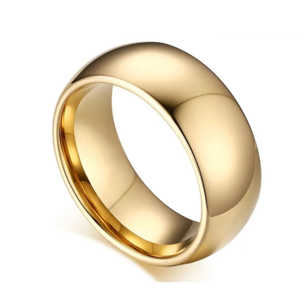 HIH AL307 Fashion Jewelry Rings Custom Engraved Logo 18K Gold Plated Stainless Steel Wedding Band Ring for Men