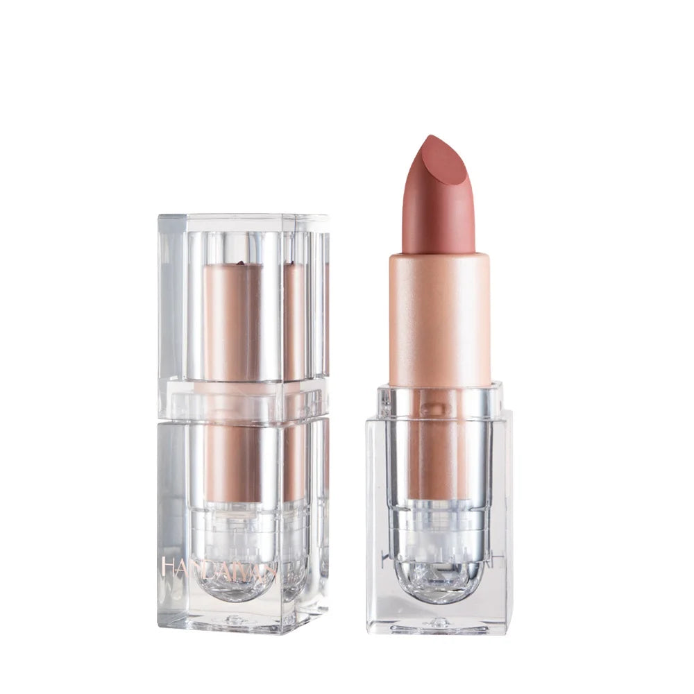 HANDAIYAN Moisturizing Mineral Ice Transparent Cube Matte Lipstick Waterproof Longlasting Nude Vegan Makeup Cosmetic