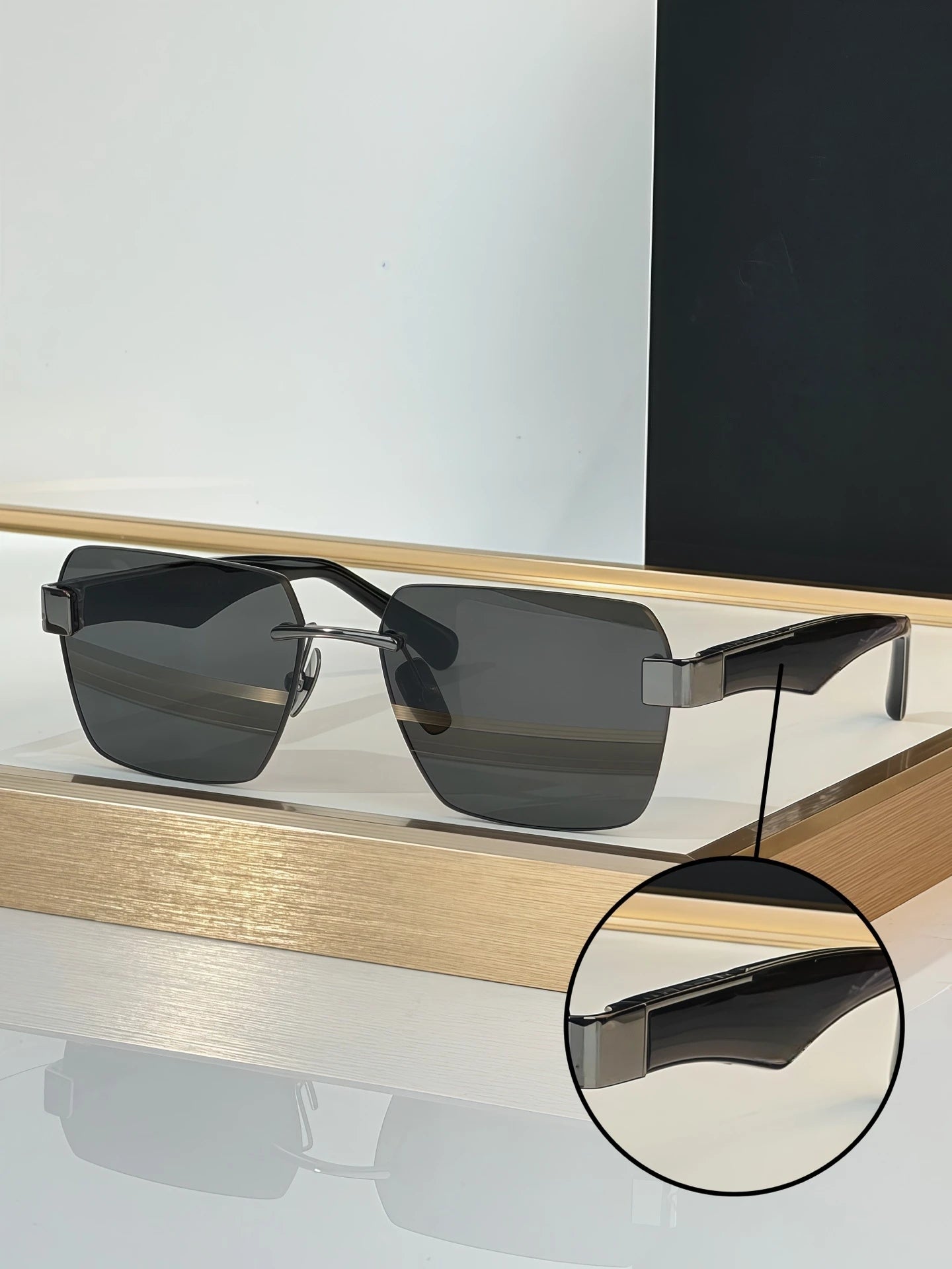 2026 New Logo Fashion Designer Rimless Sunglasses for Women and Men Luxury Brand Sunglasses UV Fashion Rectangular Glasses