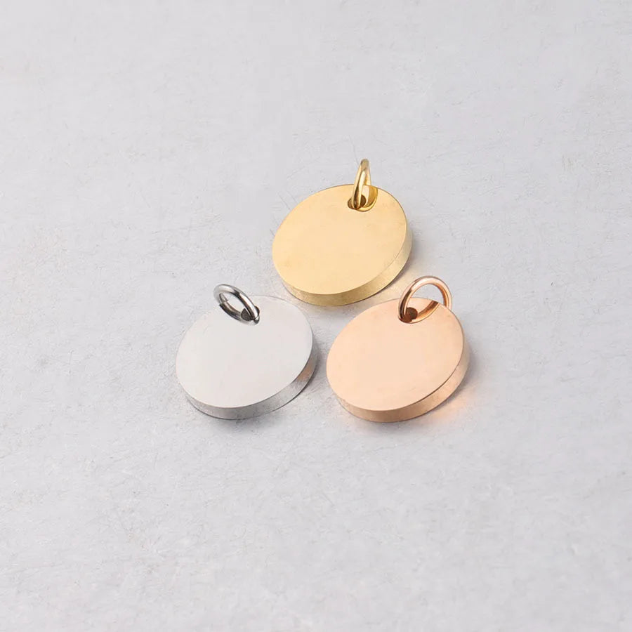 BASQUESUN DIY Small Round Brand Mirror Stainless Steel Customizable Engraving Band 0.8 * 4mm Hanging Ring Necklace Accessories