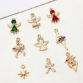 Small Ballerina Charms Brass Gold CZ Colored Zircon Angel Ballet Girl Graceful Ballerina Dancer Pendant Wholesale