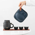 Shironeko One Pot Fills Three Cups Portable Bag Outdoor Travel Tea Set Ceramic Quick Cup Kung Fu Tea Set