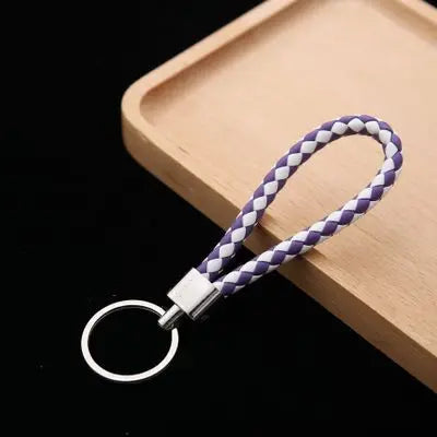 Wholesale Braided Rope Key Chain Braided Leather Key Ring Custom Logo Key Chain Simple Metal Car Key Chain