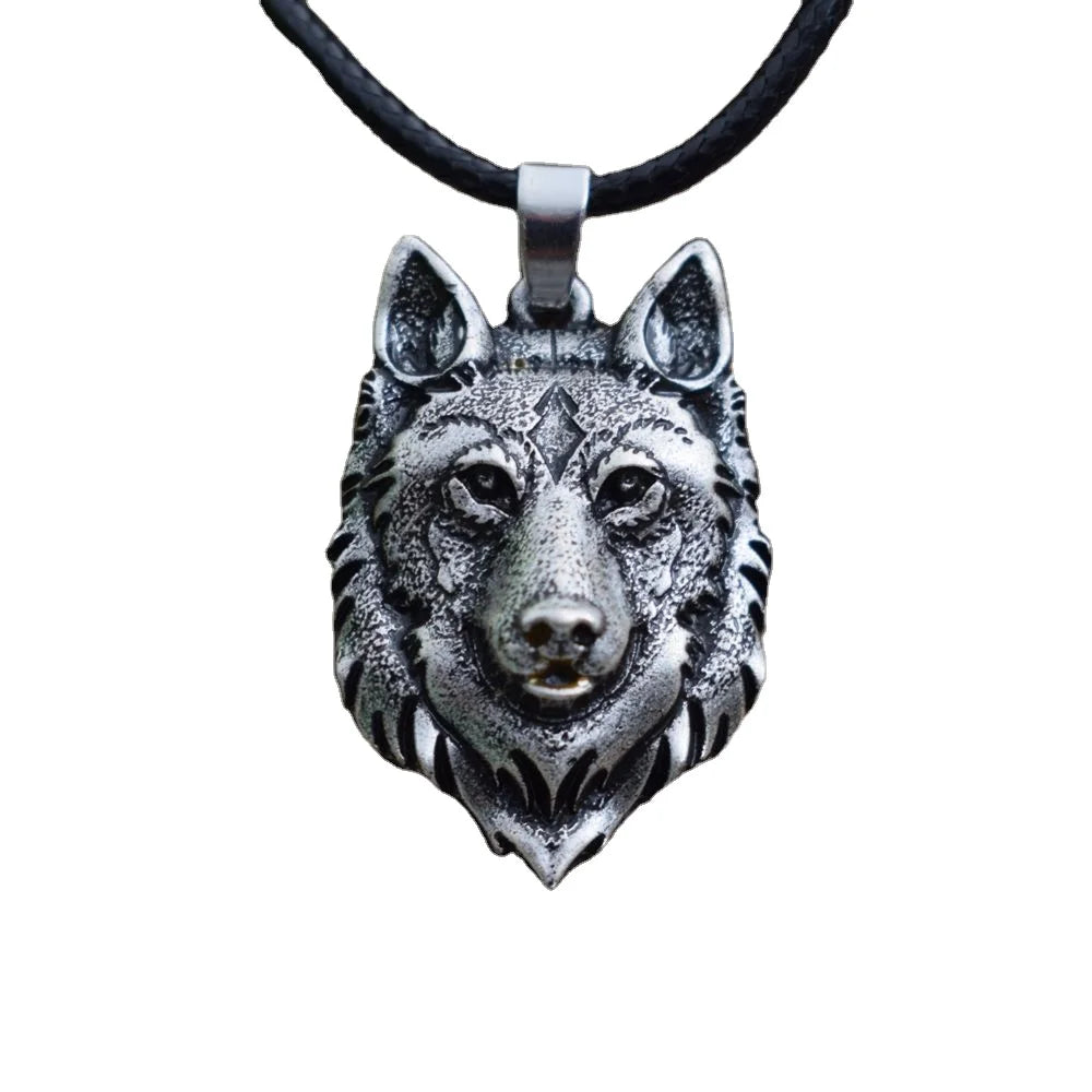 Wolf Head Necklace Pendant Animal Power Norse Viking Amulet Men Women Gift Jewelry