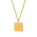 Tarnish free jewelry women choker necklace stainless steel square flower pendant necklace