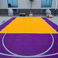 Hot Yellow with Purple Basketball Court 25X30 Feet Outdoor Interlocking Basketball Court Flooring for Backyard