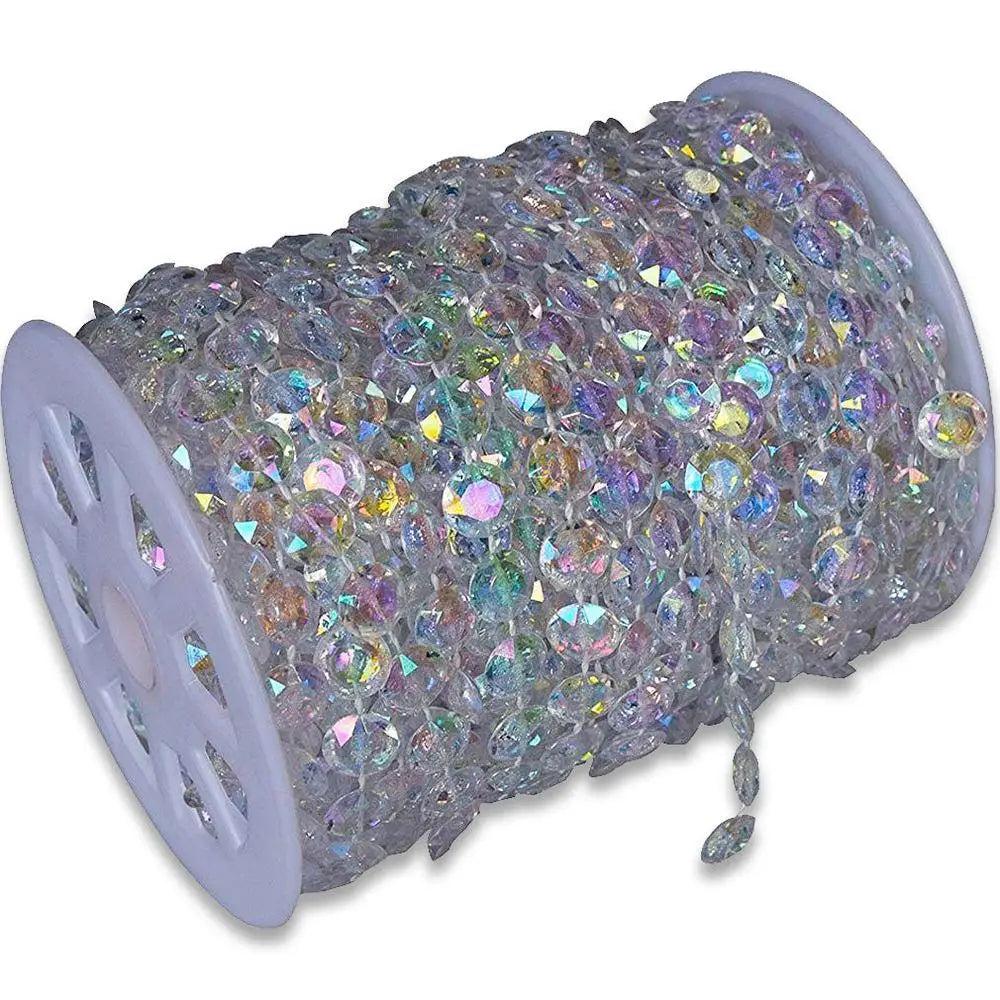 30M Acrylic Beads Garland AB Iridescence Clear Color Beads Chain for Christmas Wedding Party Decorations