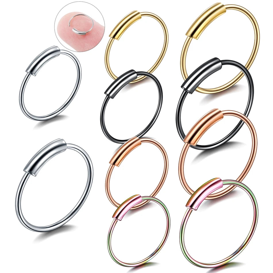 Stainless Steel Bendable Hoop Ring Nose Hoop Lip Ring Earrings Ear Piercing Conch Daith Women Men Body Jewelry