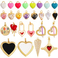 Trendy Love Heart Enamel Zircon Charm Pendant18K Gold Plated ColourNecklace Bracelet Handmade Jewelry Accessories Supplies M69