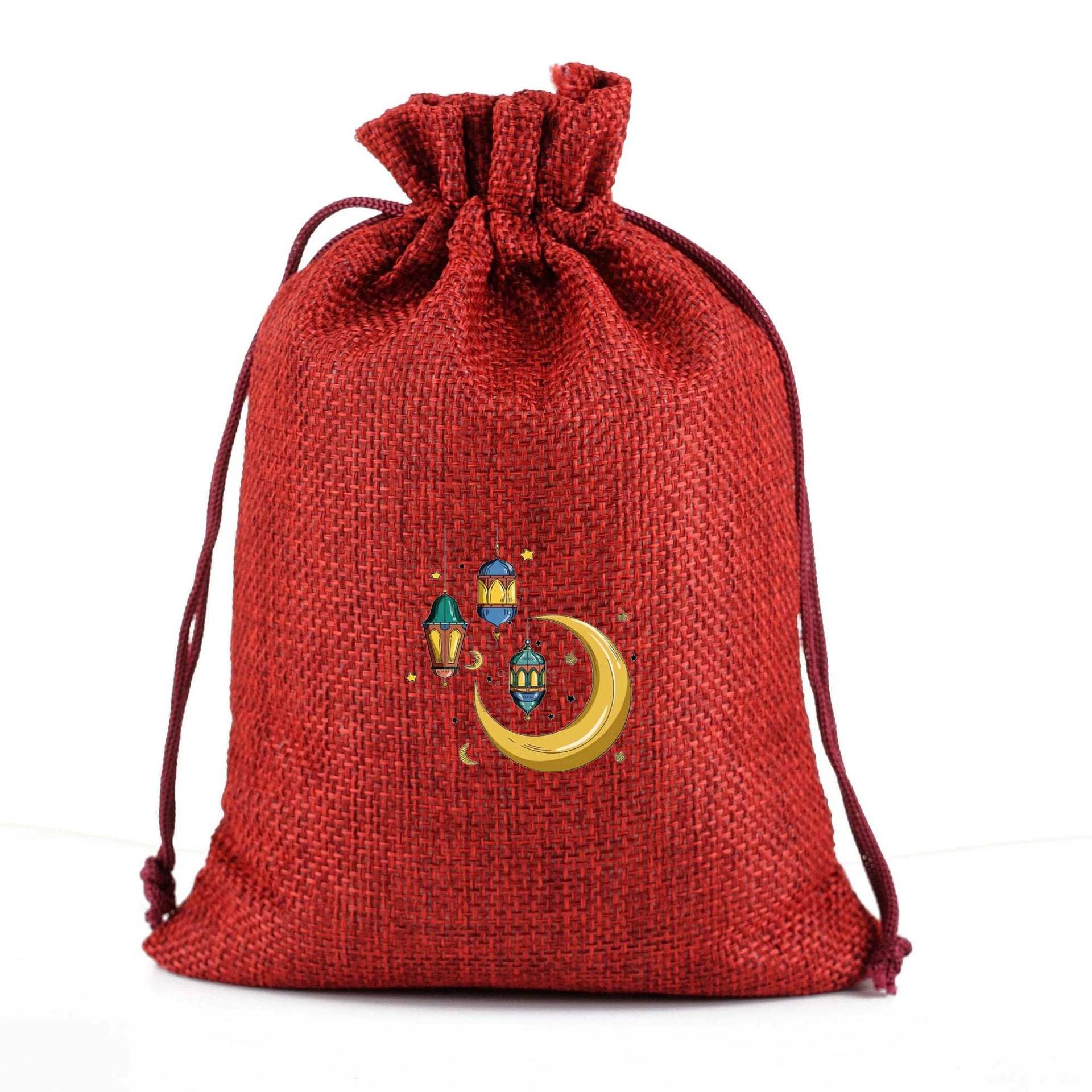 Custom Logo Tote Cotton Bags Ramadan Theme Drawstring Bag Eid Mubarak Gift Candy for Wholesale Featuring Ramadan Paper Bag