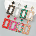 Wholesale Trendy Luxury Statement Big Geometric Rhinestone Drop Earings Jewelry Women 2022