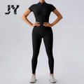 Joyyoung Women Compression Comfort Front Zipper Stretchy Lightweight Yoga Jumpsuit