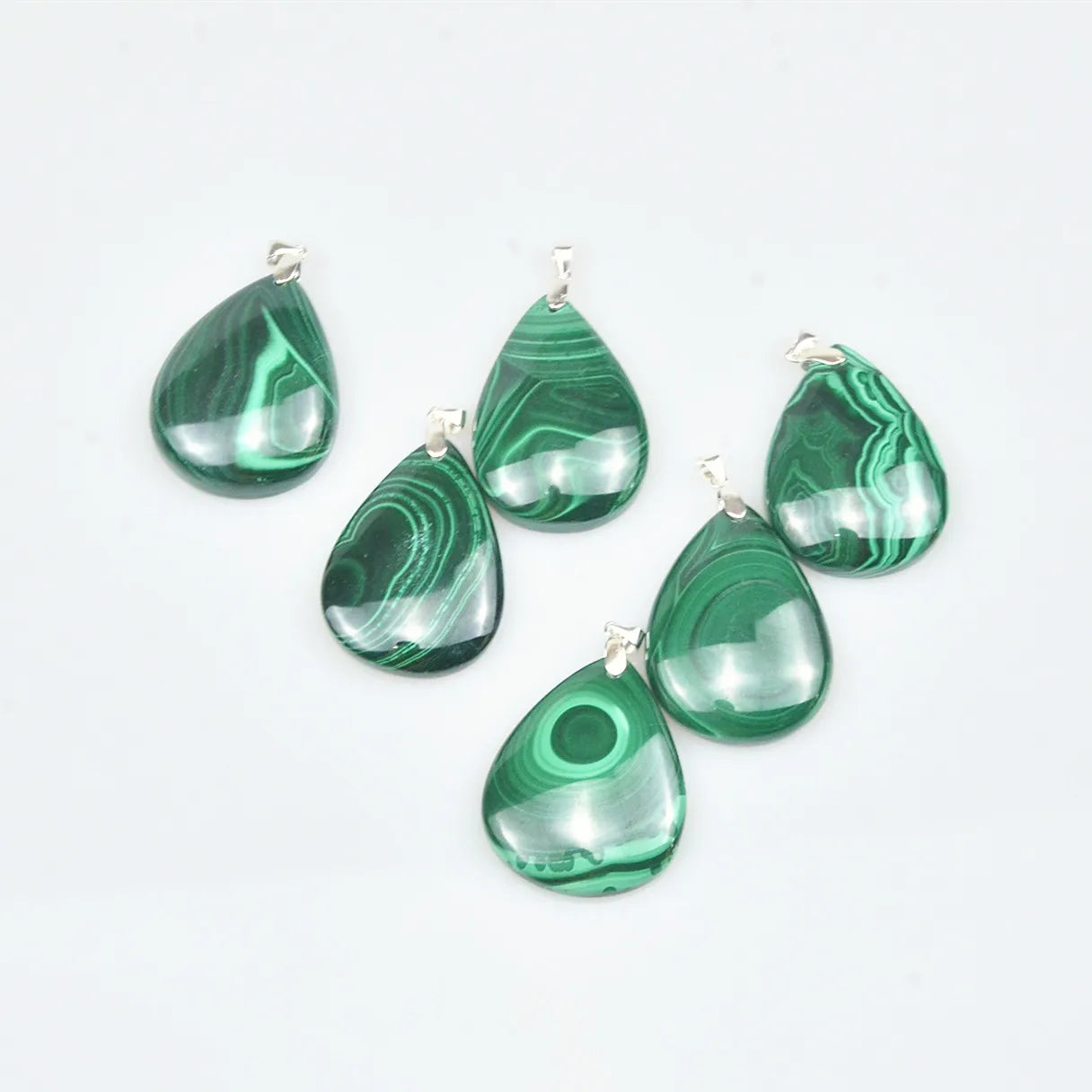 Handmade 925 Silver Natural Crystal Necklace Malachite Waterdrop Pendant Green Gemstone Fashion Jewelry Pendants Charms Men