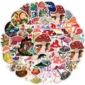 50 PCS Watercolor Mushroom Thin Stickers for Laptop Junk Bullet Scrapbook Kids Notebooks Type Vinyl Stick