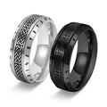 Vintage Nordic Celtic Knot Ring Viking Runic Ring Men's Ancient Gold Stainless Steel Amulet Words Casting Ring Gemstone