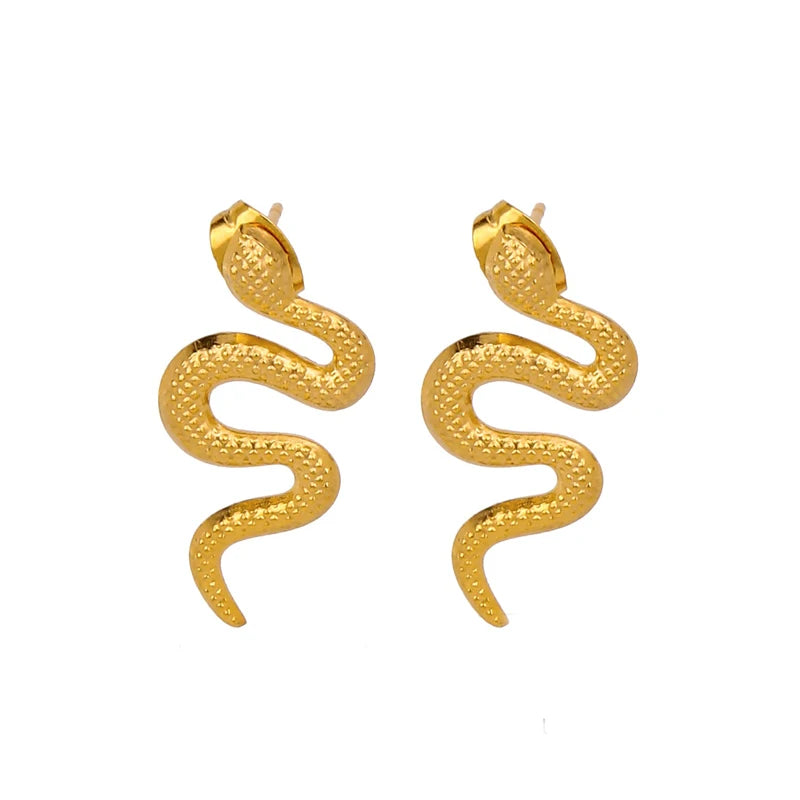 Wholesale Stainless Steel Snake Stud Earrings Non-Tarnish Waterproof Twist Design Gold Plated for Women Trendy Style
