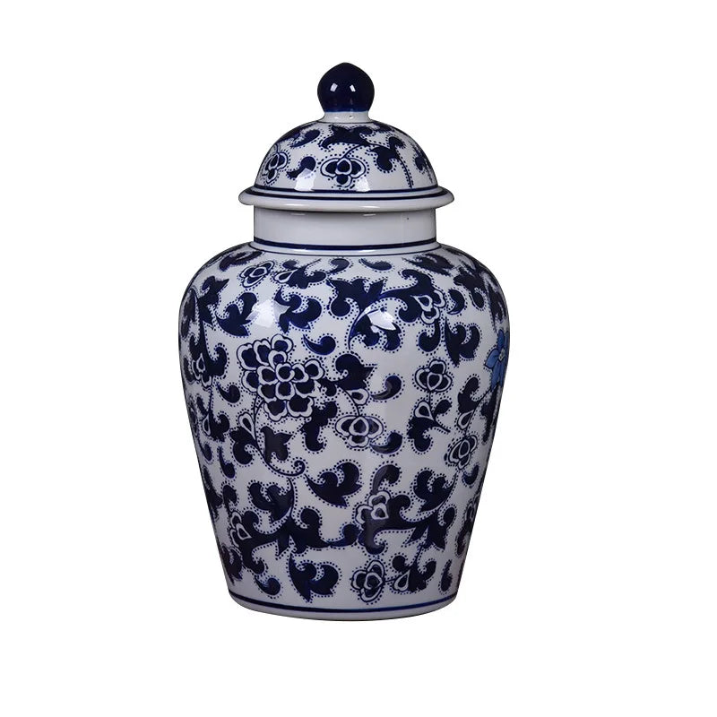 High Quality Hand Painted Ancient Chinese Blue White Porcelain Storage Tea for Tank Art Deco Design Ceramic & Porcelain Floor Va