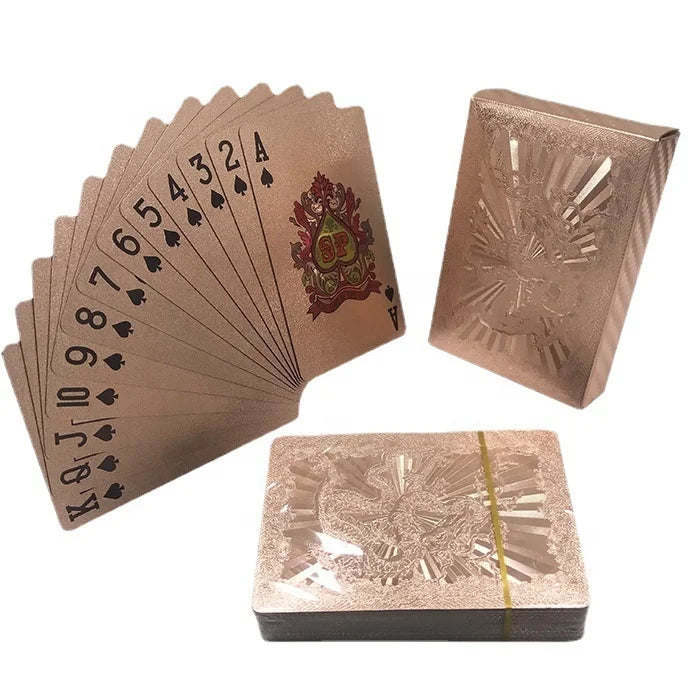 Customized Durable Waterproof Eco-Friendly Recyclable Gold Foil Printed Plastic PET Playing Cards for Board Games