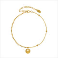 Fashion Gold Round Stainless Steel with 18k Gold Snake Chain Anklets Charm Good Luck Gold Bean Ankle Chain Foot Jewelry