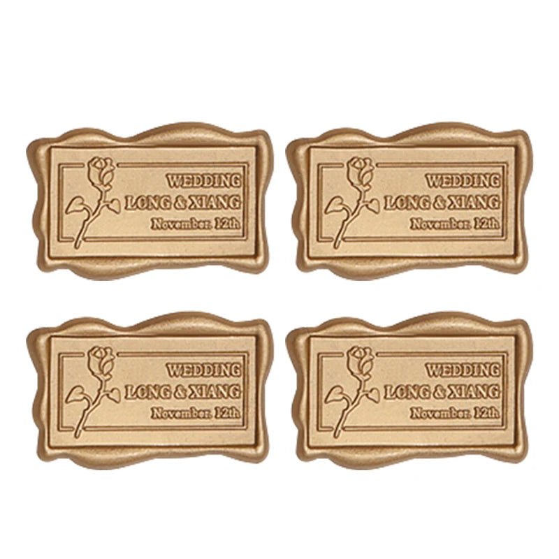 Luxury Rectangle Wax Stickers Self Adhesive Wax Stamp Stickers Embossed Custom Wedding Wax Seal Stickers with logo