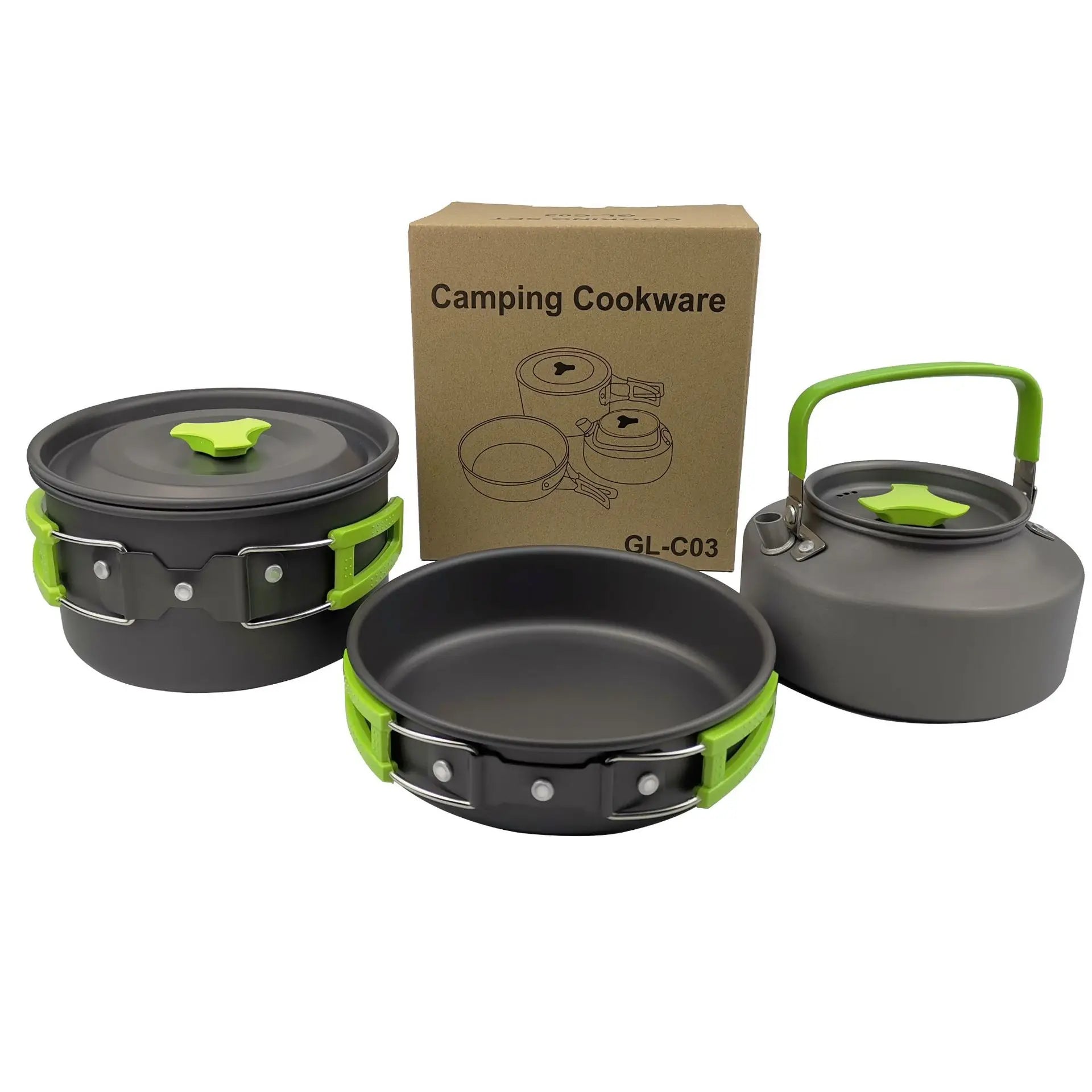 Hot Sales 3PCS Aluminium Alloy Camping Cooking Utensils Folding Camping Cooking Set Camping Cookware Sets