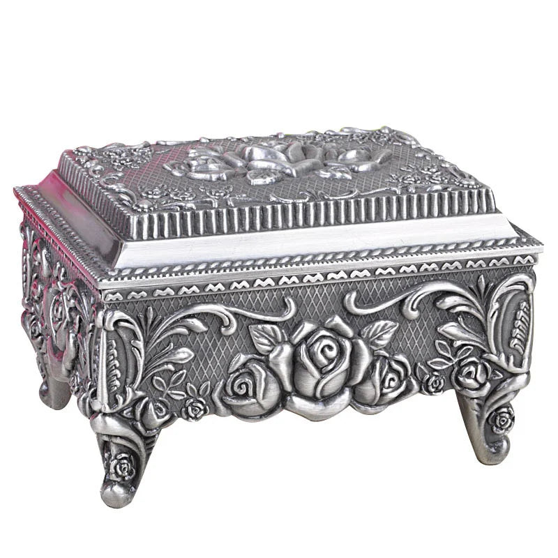 Metal Creative Vintage High-grade Rose Jewelry Box European Desktop Accessories Valentines Day Gift