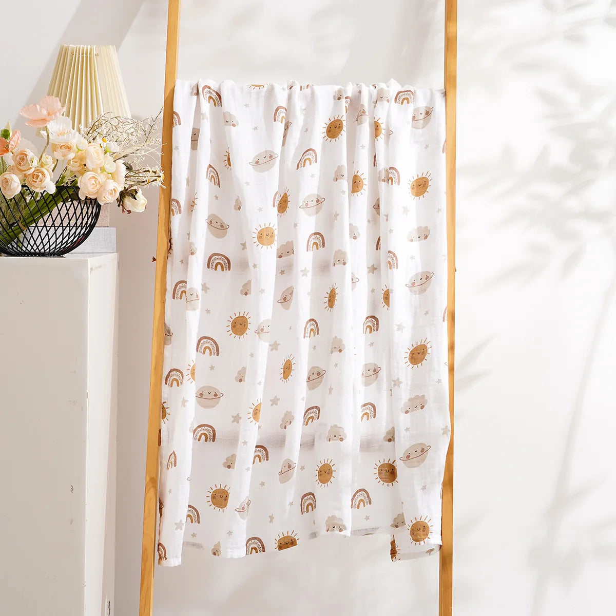 Happy Flute Baby Breathable Washable 100% Cotton Eco-friendly Swaddle Blanket 200TC 120cm 110cm Cartoon Pattern Custom Color