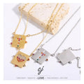 Carline Wholesale Engagement 18K Gold Plated Stainless Steel Zircon Pendant Necklace Love Heart Cross Design Link Chain Unisex