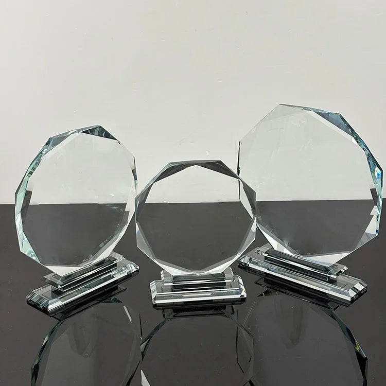 Blank Octgaon Plaque Crystal Trophy Award with Black Base MH-J0938