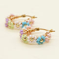 Go2boho Summer New Fashionable Geometric Daisy Beaded Handmade Hoop Earrings Boho Earrings for Women Summer Jewelry