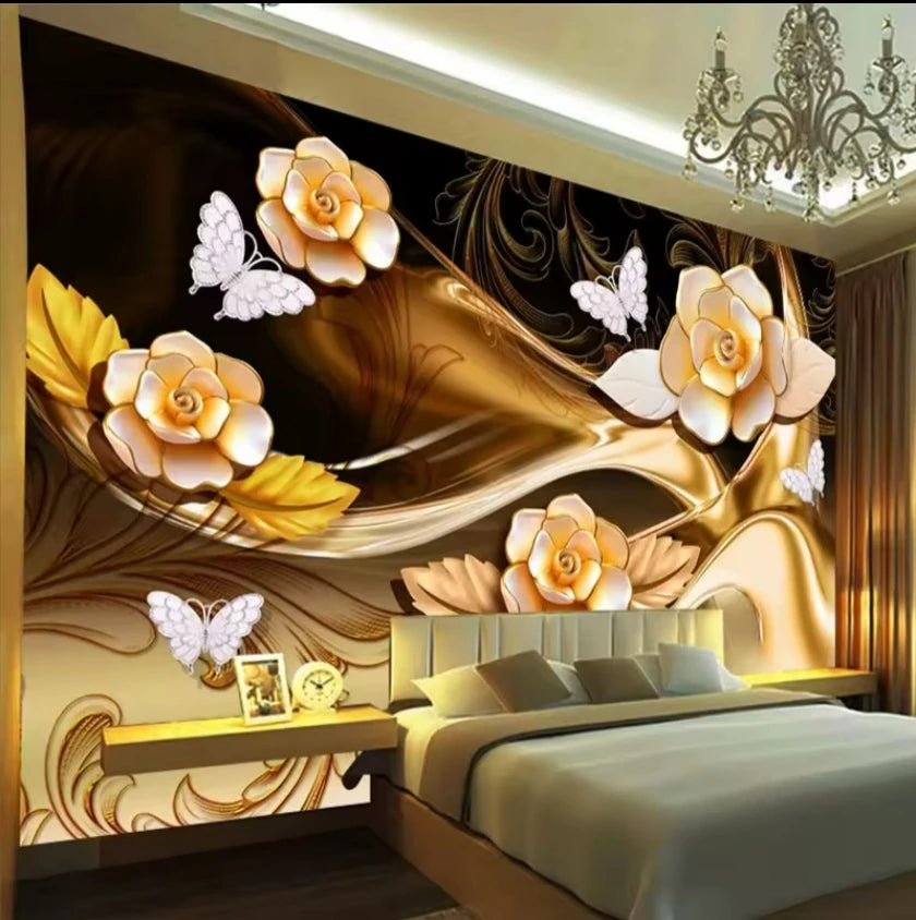 Custom Classical Floral Pattern Wallpaper Soft Package Waterproof TV Living Room Bedroom Background Wall Stickers Mural