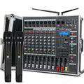 Depusheng GT8M Professional 8-Channel Powerful Amplifier Mixer with Two Wireless Microphones for Stage Performance