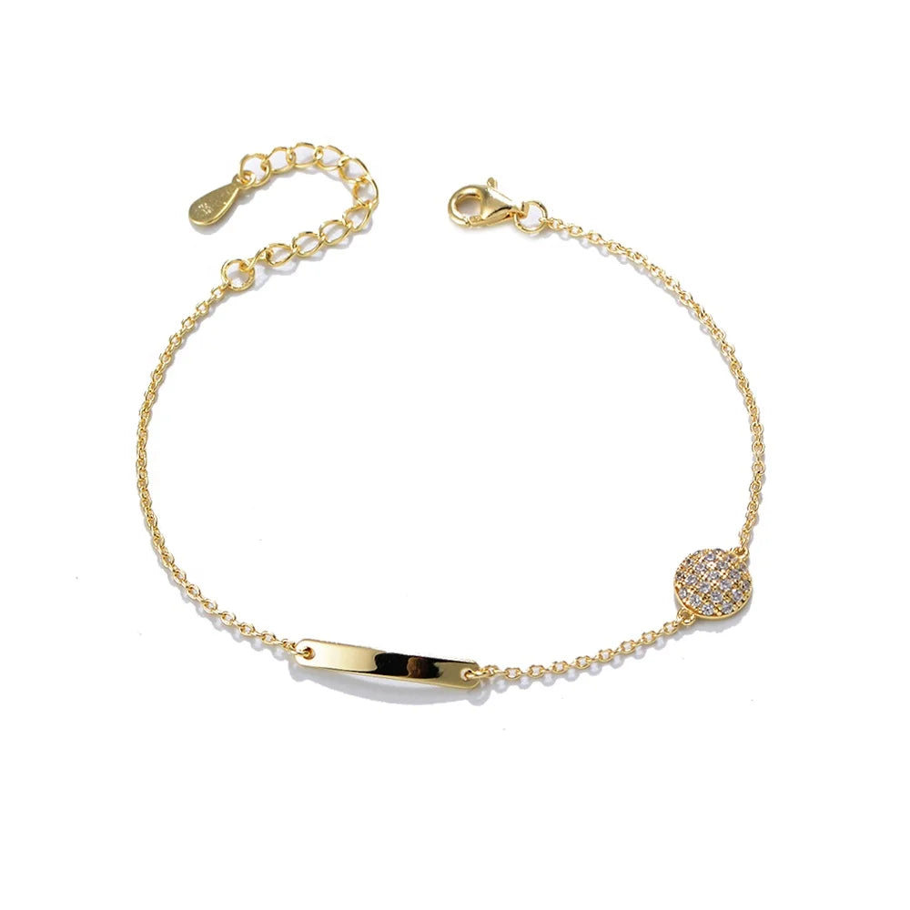 Wholesale Fine Jewelry 14k Gold Plated Custom Engraving Ball Shape Crystal Faith Men and Woman Bracelet for Party Gift