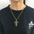 High Quality Simple Rose Flower Cross Pendant Necklace Vintage CZ Gold Jesus Crucifix Necklace for Fashion Nightclub Jewelry