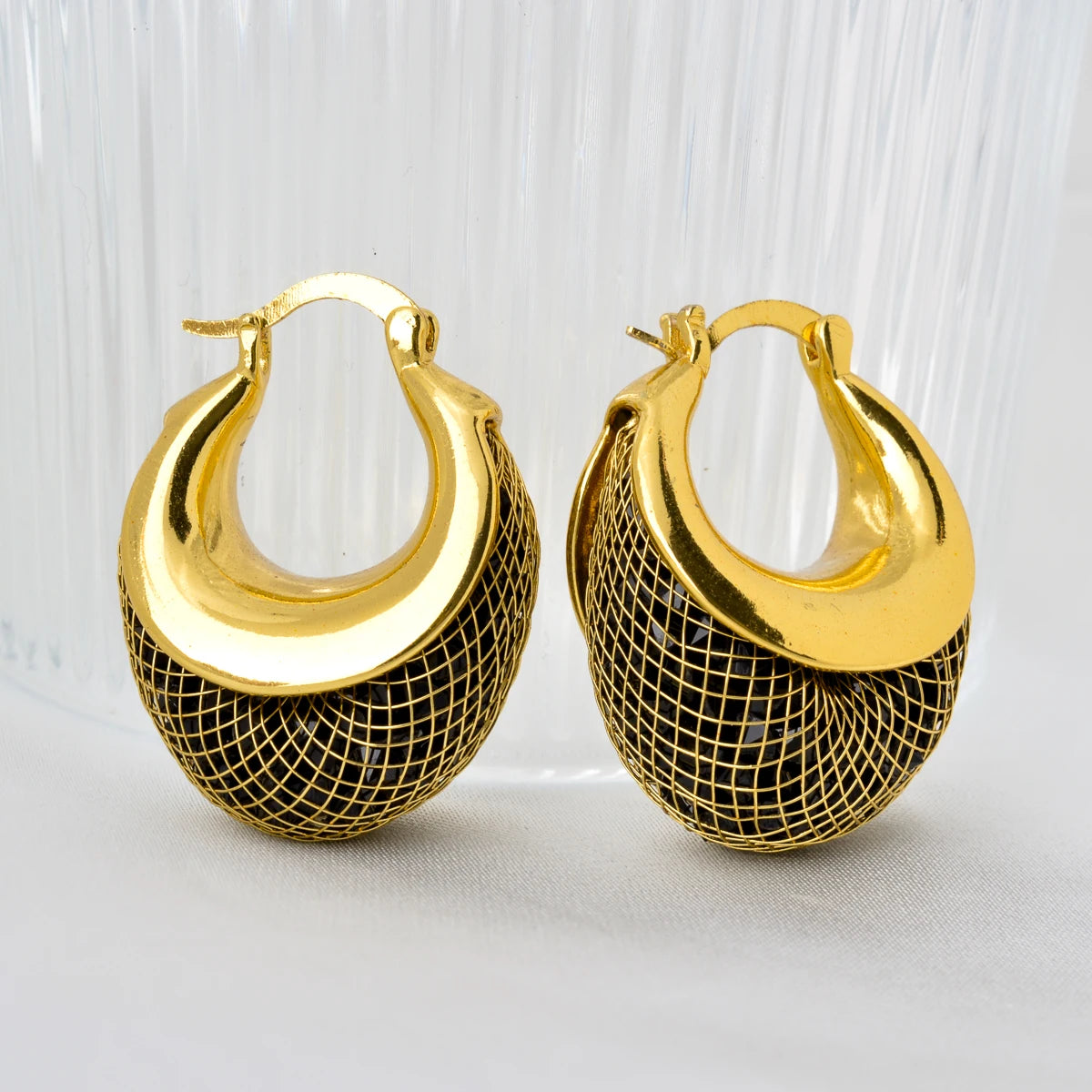 Wholesale High Quality Women Jewelry Copper 18k Gold Plated Hypoallergenic Designer Hoop Drop Earrings