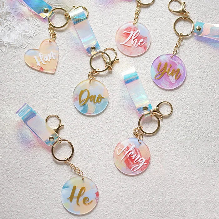 Custom Printed Round Acrylic Keychain Kit Designer Monogram Acrylic Keychain Charms
