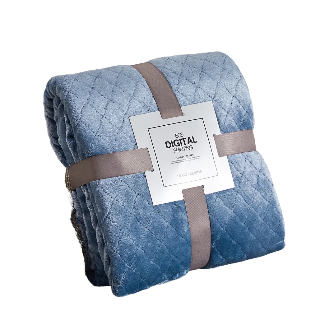 DDP Custom Solid Plain Color Coral Blanket Plaid Thread Sofa Bedding Soft Solid Color Flannel Knitted Fleece Throw Blankets