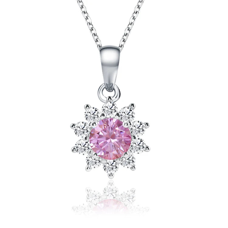 New Arrival Body Jewelry Pink Moissanite Chain Necklace 925 Silver 18K Gold Plated Necklaces
