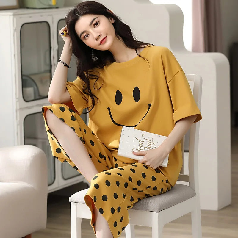 2025 Popular Sleepwear Pijama Set Adult Pajamas Short Summer Cotton Bamboo Pajamas for Women