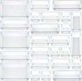 Hot-Selling 25pcs Plastic Drawer Organizer Tray Set 5 Different Sizes for Makeup Office Desk or Bathroom Organization