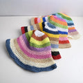 Premium Adult Striped Bucket Hat Checkered Wide Brim Sun Visor Sombrero Stylish Straw Hs for Women