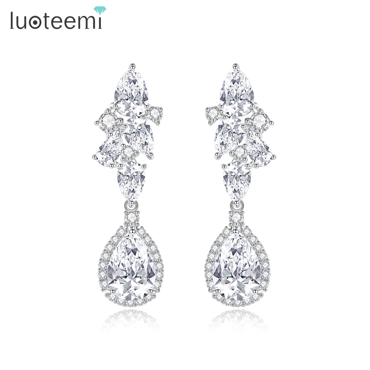 LUOTEEMI Earring Party Woman Charm Elegant Pearl Luxury 2026 Trending Lady Cubic Zirconia Wedding Earings