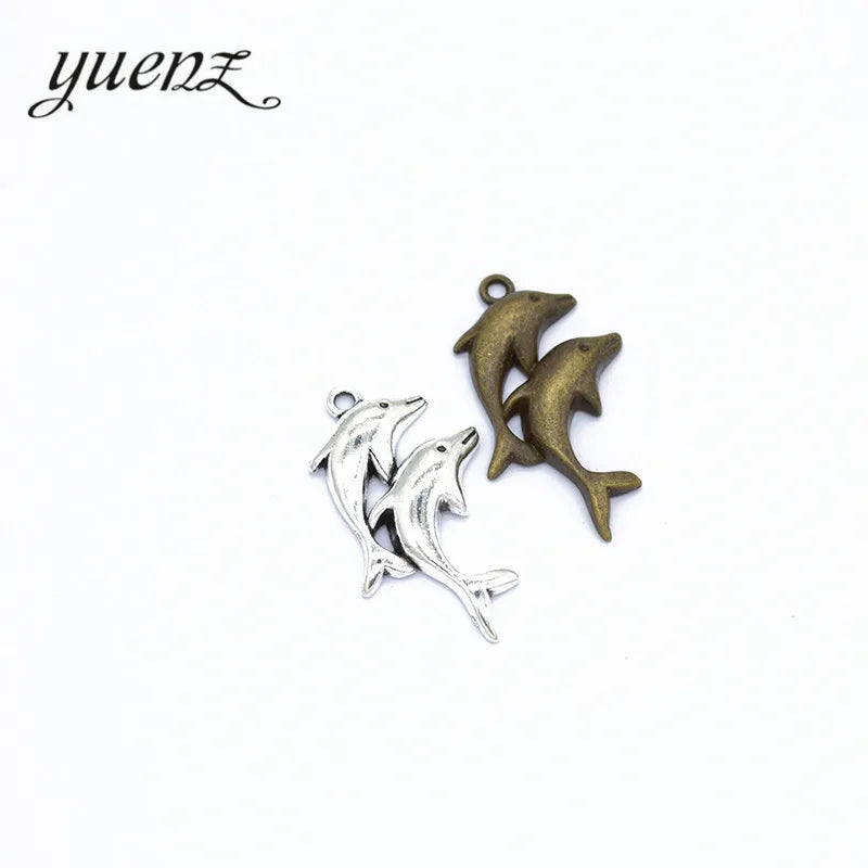 YuenZ 2 Color Antique Silver Color Dolphin Charms Zinc Alloy Necklaceearring Bracelet Jewelry DIY Handmade 34*24mm D770