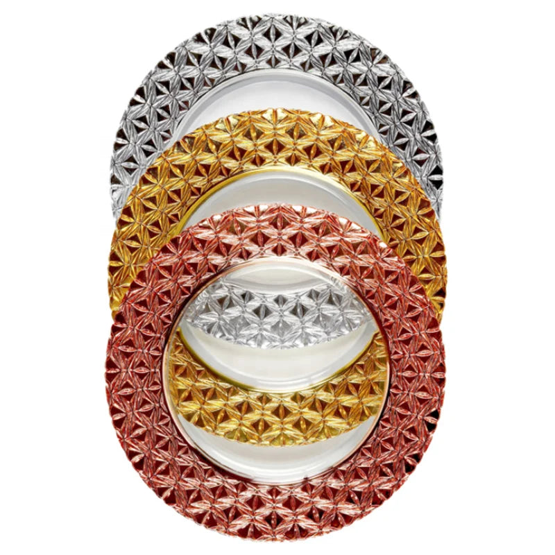 New Design Three-dimensional Effect Electroplating Rose Gold Edge Transparent Clear Glass Plates