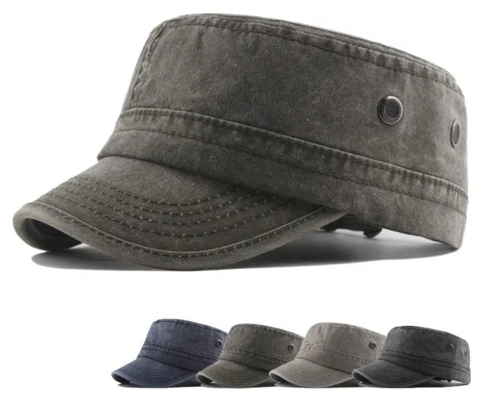 High Quality 100% Cotton Trucker Flat Top Cap Plain Color Washed for Business Cycling Outdoor Travel Image Style