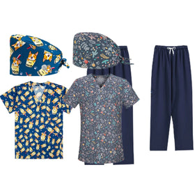 52010 new scrubs uniform multi short sleeve tops pants hospital set women men pet shop doctor scrub medical surgery workwear