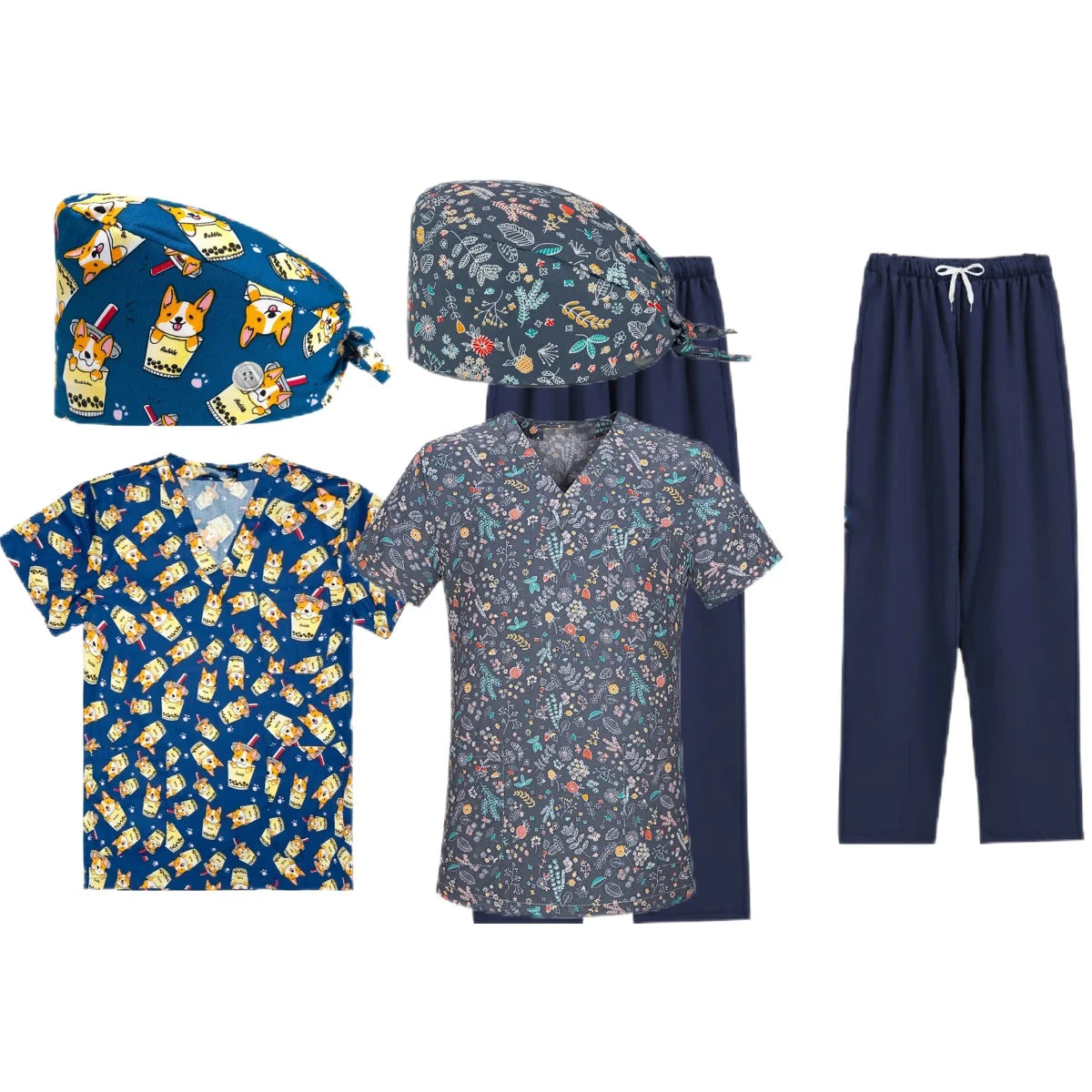 52010 new scrubs uniform multi short sleeve tops pants hospital set women men pet shop doctor scrub medical surgery workwear